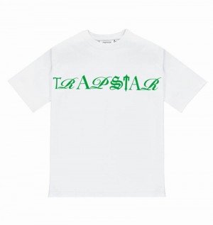 Camiseta Trapstar Script Tee Hombre Blancos Verdes | Mexico-54103