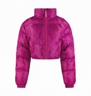 Chamarras Trapstar Cropped T Jacquard Puffer Mujer Fucsia Rosas | Mexico-31058