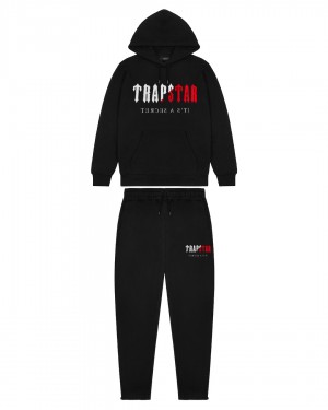 Chandals Trapstar Decoded Chenille Encapuchado Hombre Negros Rojos | Mexico-50846