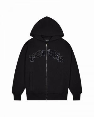 Chandals Trapstar Wildcard Chenille Zip Hoodie Hombre Negros | Mexico-72650