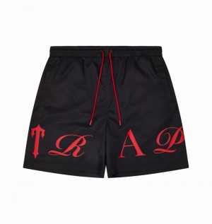 Conjuntos Trapstar Script Swimming Shorts Hombre Negros Rojos | Mexico-46839