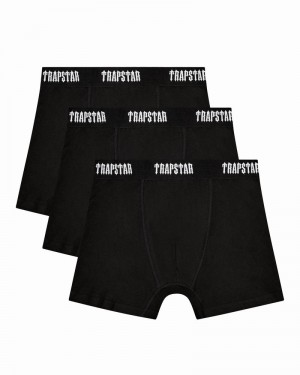 Ropa Interior Trapstar 3 Pack Boxer Corta Hombre Negros | Mexico-51739