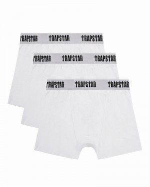 Ropa Interior Trapstar 3 Pack Boxer Corta Hombre Blancos | Mexico-60319