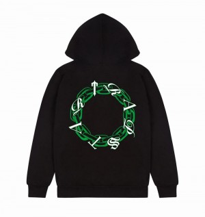 Sudadera con Capucha Trapstar Chain Script Hombre Negros Verdes | Mexico-81069