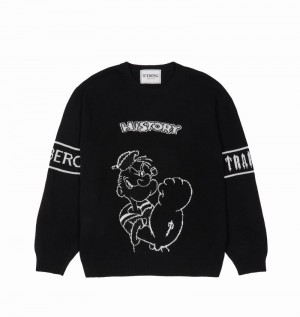 Suéter Trapstar x Iceberg Black De Punto Popeye Hombre Negros | Mexico-26954