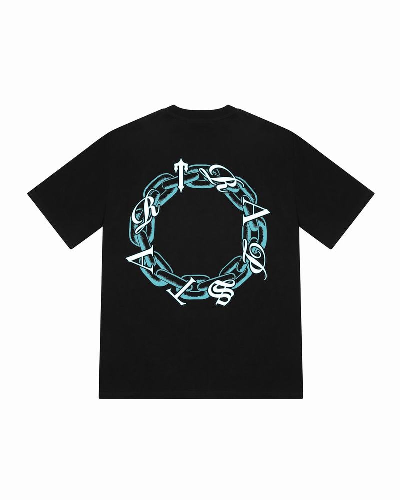 Camiseta Trapstar Chain Script Tee Hombre Negros Turquesa | Mexico-10795