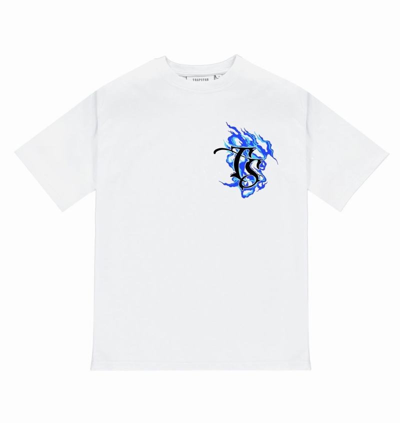 Camiseta Trapstar Chrome Flame SS23 Tee Hombre Blancos | Mexico-62081