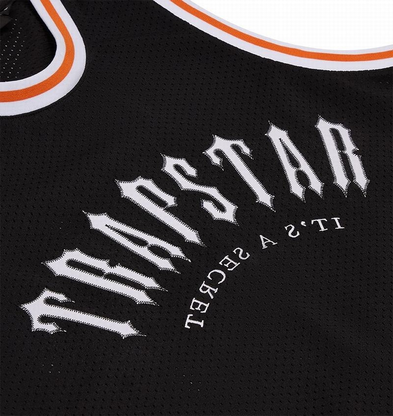 Camiseta Trapstar Irongate Arch Basketball Vest Hombre Negros Blancos Naranjas | Mexico-43807