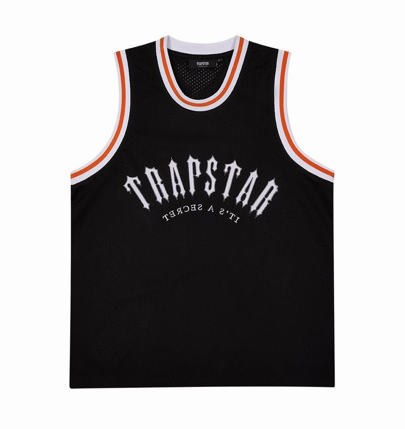 Camiseta Trapstar Irongate Arch Basketball Vest Hombre Negros Blancos Naranjas | Mexico-43807