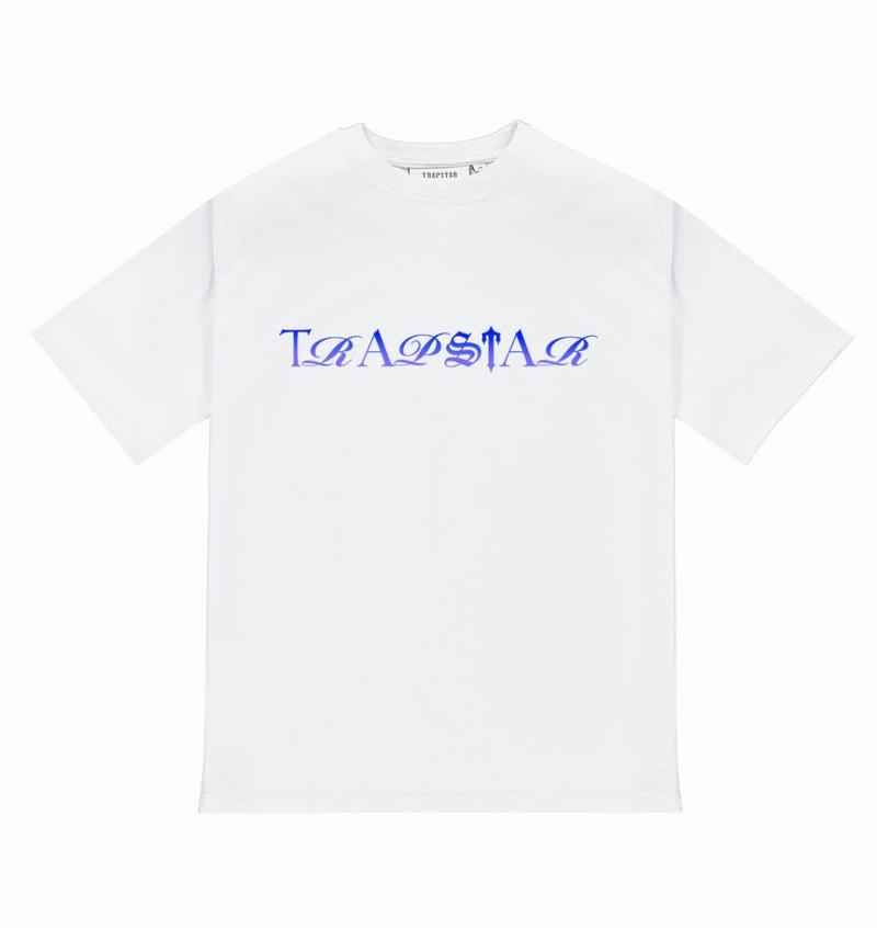 Camiseta Trapstar Script Fade Tee Hombre Blancos Azules | Mexico-63521