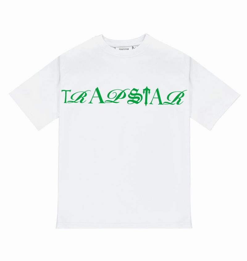 Camiseta Trapstar Script Tee Hombre Blancos Verdes | Mexico-54103