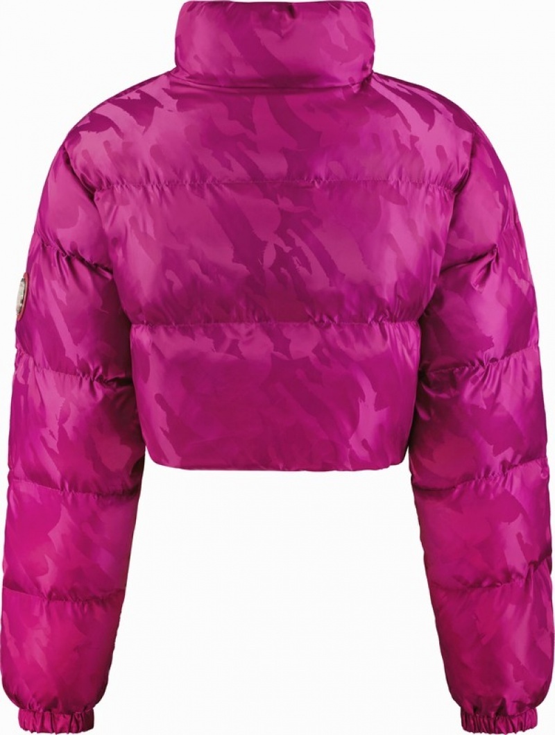 Chamarras Trapstar Cropped T Jacquard Puffer Mujer Fucsia Rosas | Mexico-31058