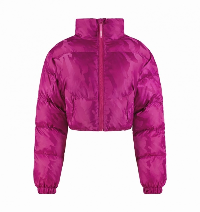 Chamarras Trapstar Cropped T Jacquard Puffer Mujer Fucsia Rosas | Mexico-31058