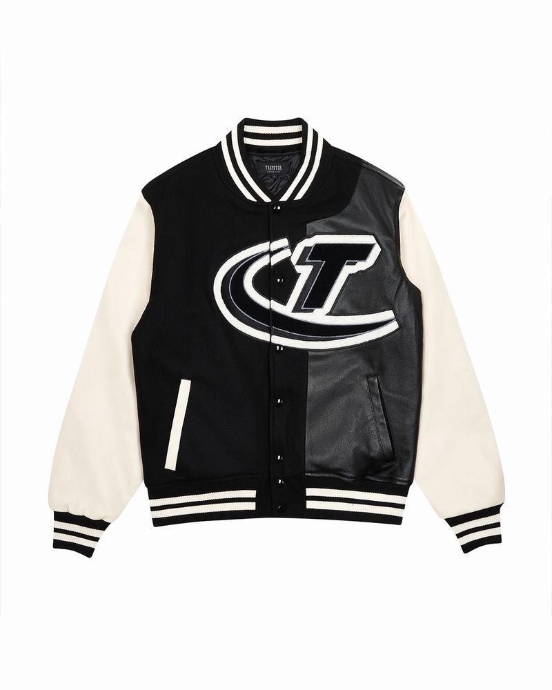 Chamarras Trapstar Hyperdrive T Chenille Varsity Hombre Negros Blancos | Mexico-30914