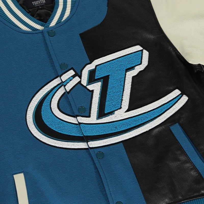 Chamarras Trapstar Hyperdrive T Chenille Varsity Hombre Azules Negros | Mexico-82637