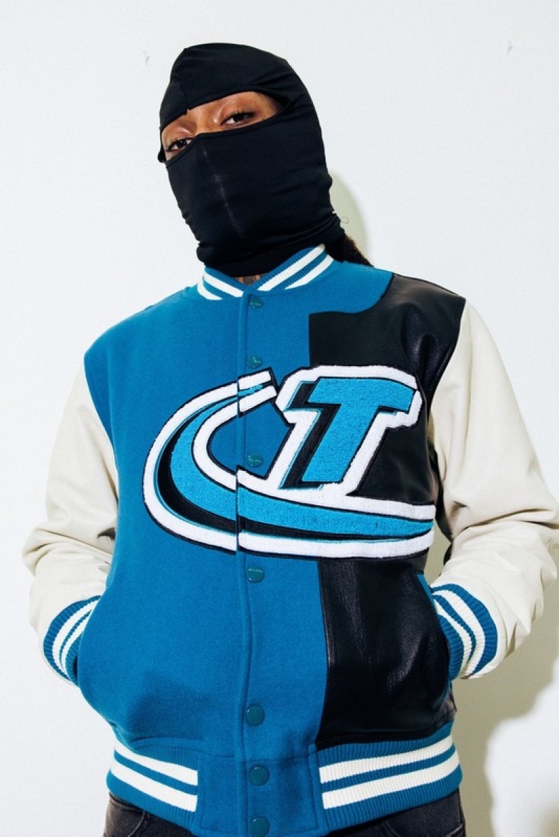 Chamarras Trapstar Hyperdrive T Chenille Varsity Hombre Azules Negros | Mexico-82637