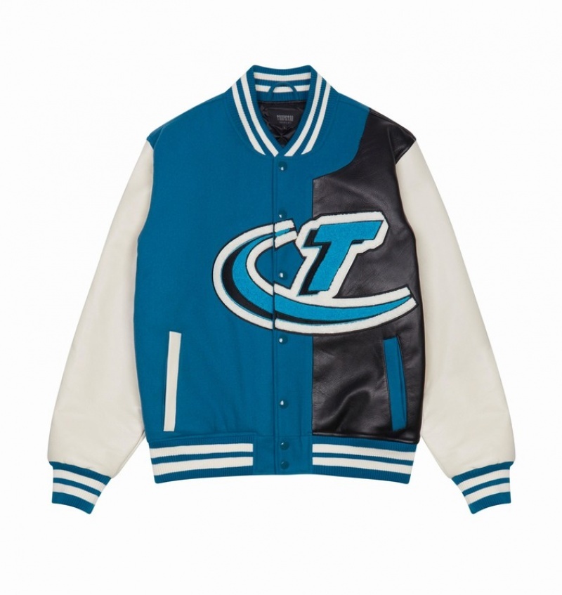 Chamarras Trapstar Hyperdrive T Chenille Varsity Hombre Azules Negros | Mexico-82637