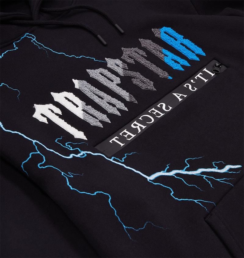 Chandals Trapstar Chenille Decoded 2.0 Hoodie Hombre Negros Plateados Azules | Mexico-93812