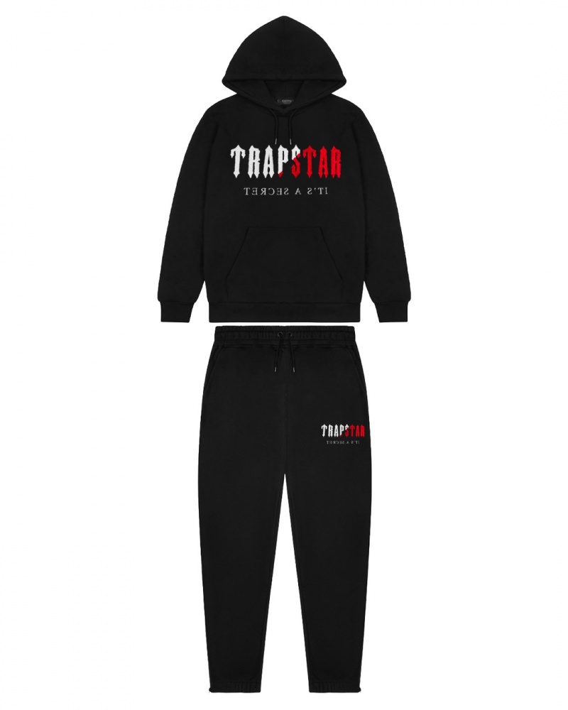 Chandals Trapstar Decoded Chenille Encapuchado Hombre Negros Rojos | Mexico-50846