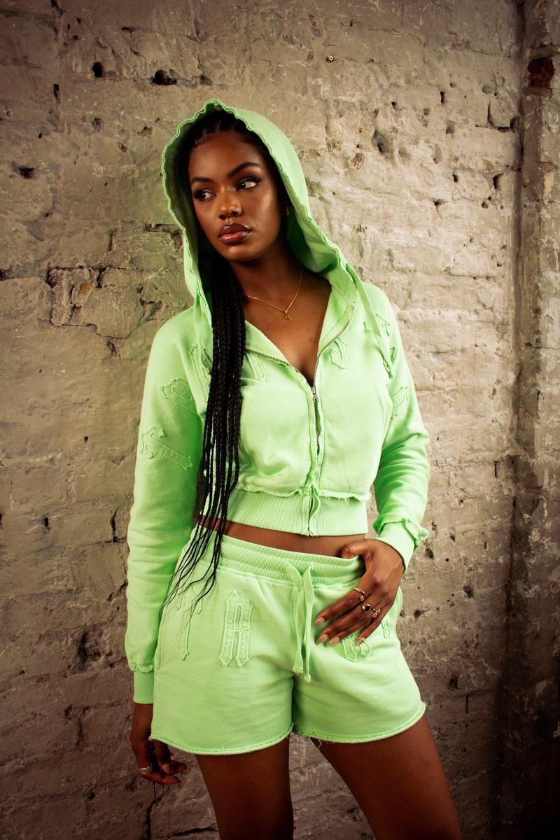 Chandals Trapstar Irongate Cropped Batwing Zip Hoodie Mujer Verdes | Mexico-58394