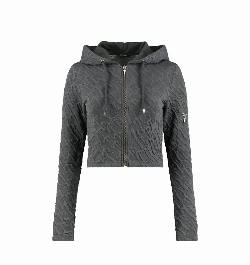 Chandals Trapstar Jacquard Fitted Zip Hoodie Mujer Grises | Mexico-64905