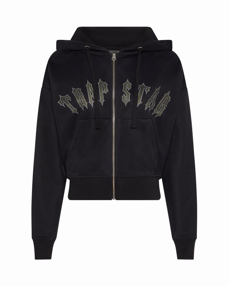 Chandals Trapstar Mesh Irongate Arch Hoodie Mujer Negros | Mexico-37560