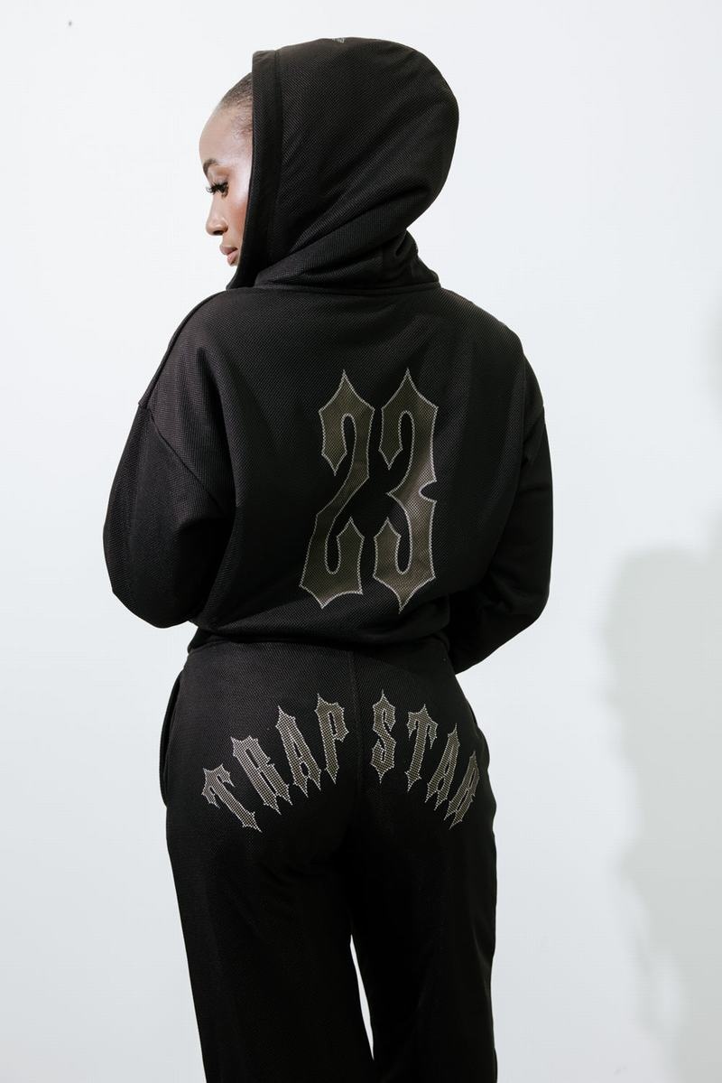 Chandals Trapstar Mesh Irongate Arch Hoodie Mujer Negros | Mexico-37560