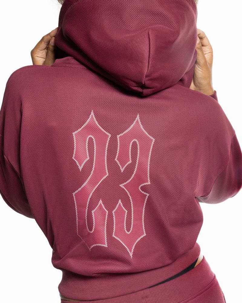 Chandals Trapstar Mesh Irongate Arch Hoodie Mujer Vino | Mexico-39652