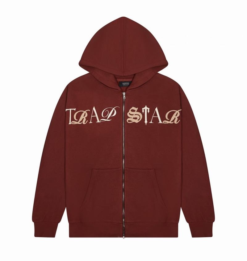 Chandals Trapstar Script Zip Through Hoodie Hombre Rojos | Mexico-38174