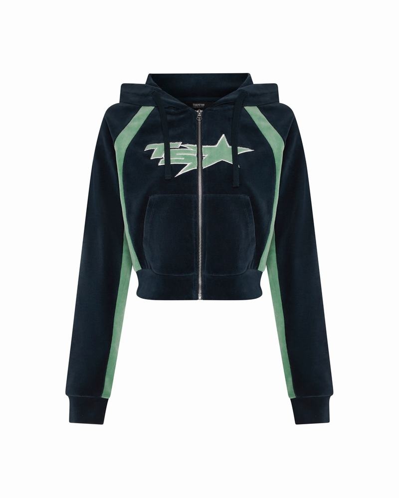 Chandals Trapstar TS-Star Velour Hoodie Mujer Verdes | Mexico-71035