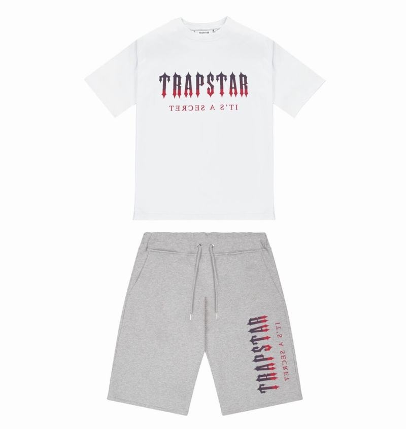 Conjuntos Trapstar Oversized Decoded Shorts Hombre Grises Rojos | Mexico-80426