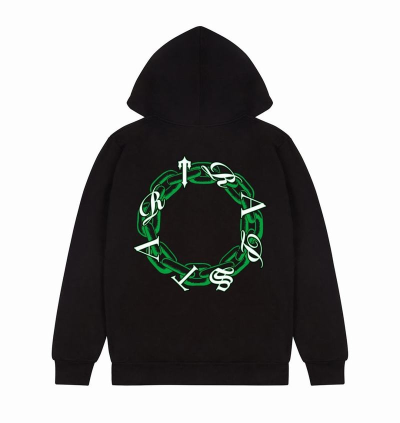 Sudadera con Capucha Trapstar Chain Script Hombre Negros Verdes | Mexico-81069