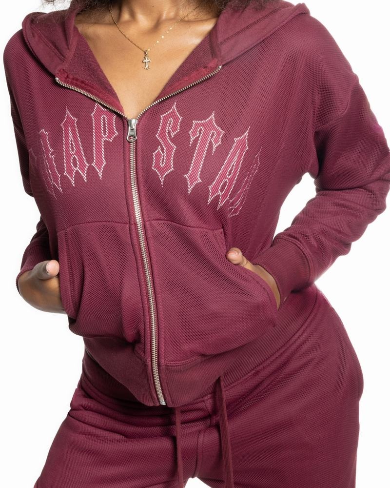 Sudadera con Capucha Trapstar Mesh Irongate Arch Mujer Vino | Mexico-67129