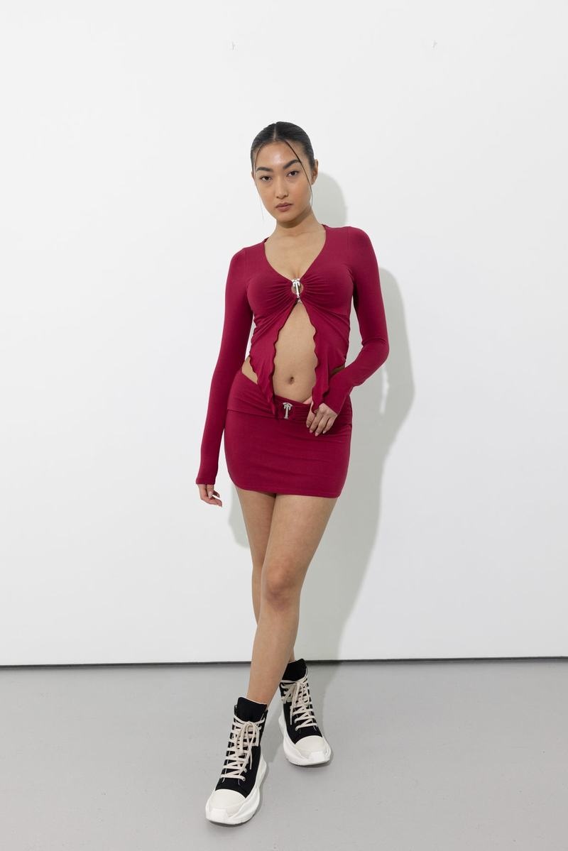 Tops Trapstar Long Sleeve Wing Hem Bralette Mujer Rojos | Mexico-73104