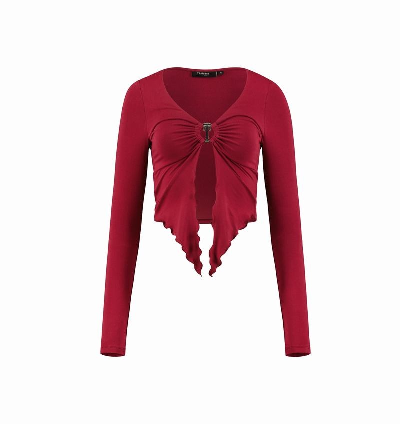 Tops Trapstar Long Sleeve Wing Hem Bralette Mujer Rojos | Mexico-73104