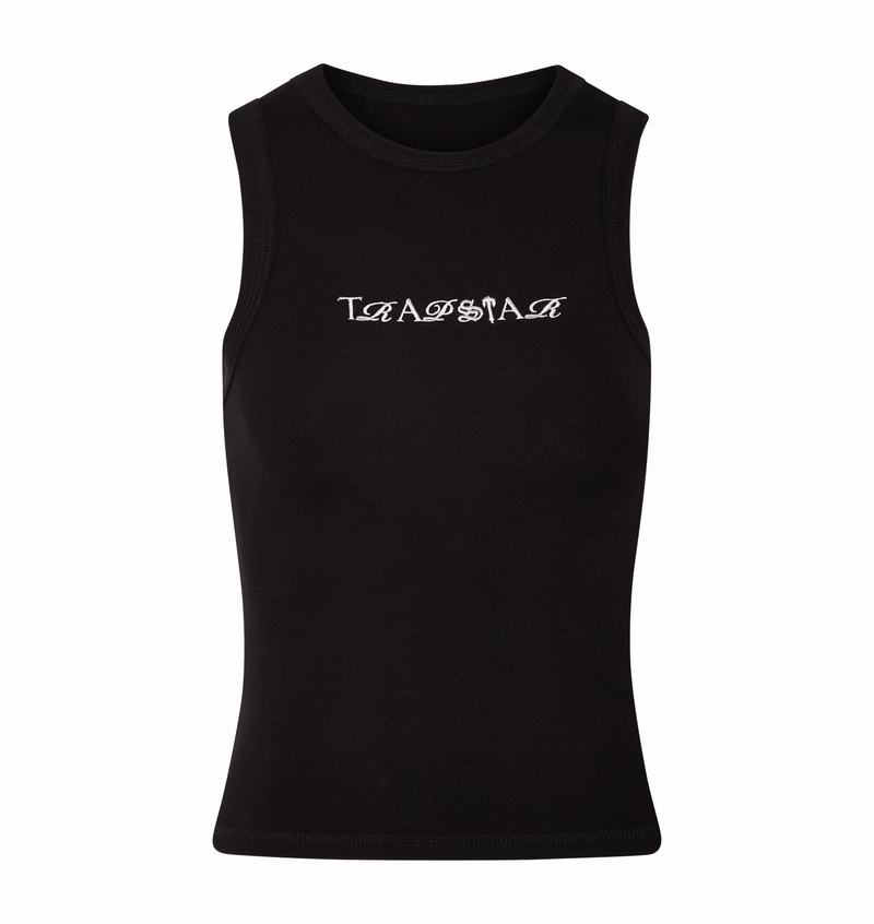 Tops Trapstar Script Racer Vest Mujer Negros | Mexico-02697