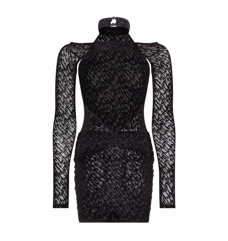 Vestido Trapstar Jacquard Mesh Mujer Negros | Mexico-13956